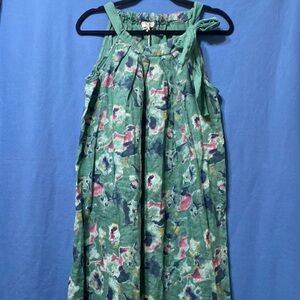 New linen green open shoulders dress size L Italy Bellambra